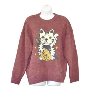 A8 NEW AIKAWAS TREE Lucky Cat Knit Winter Unisex Pullover Sweater Size M
